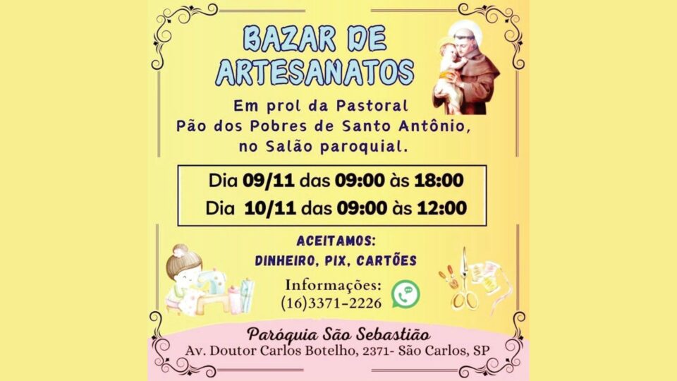 Bazar de artesanato em prol do Pão dos Pobres de Santo Antônio